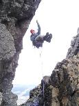 Abseiling off of Bidein Druim na Ramh