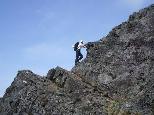 Scrambling up the ridge to the summit of Alasdair